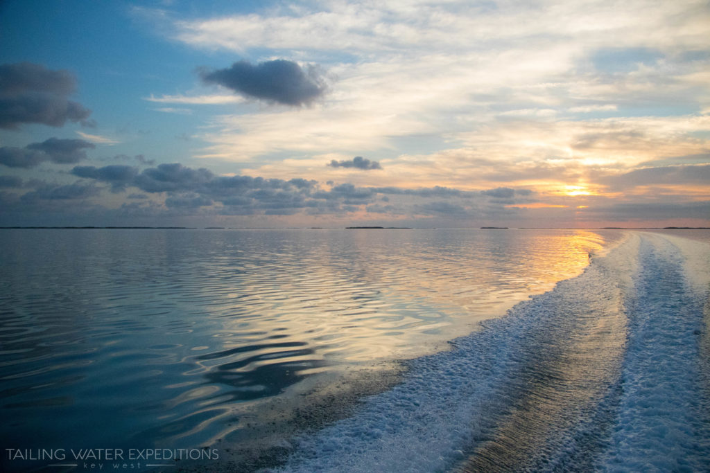 The sun comes up as we set off to go fishing here in the beautiful Florida Keys.