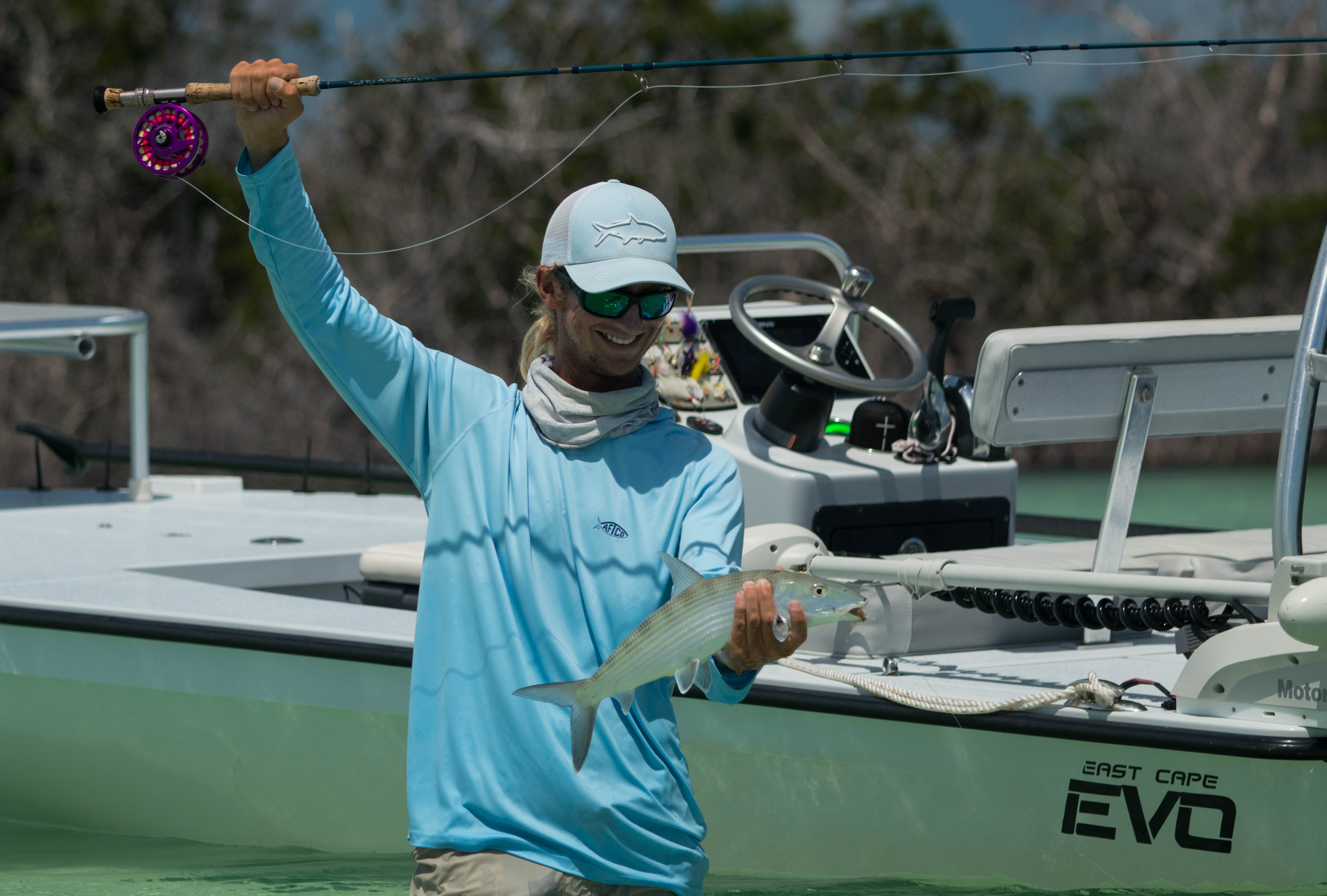 Fly Fishing angler Bryson sight casted to this nice Florida Keys Bonefish